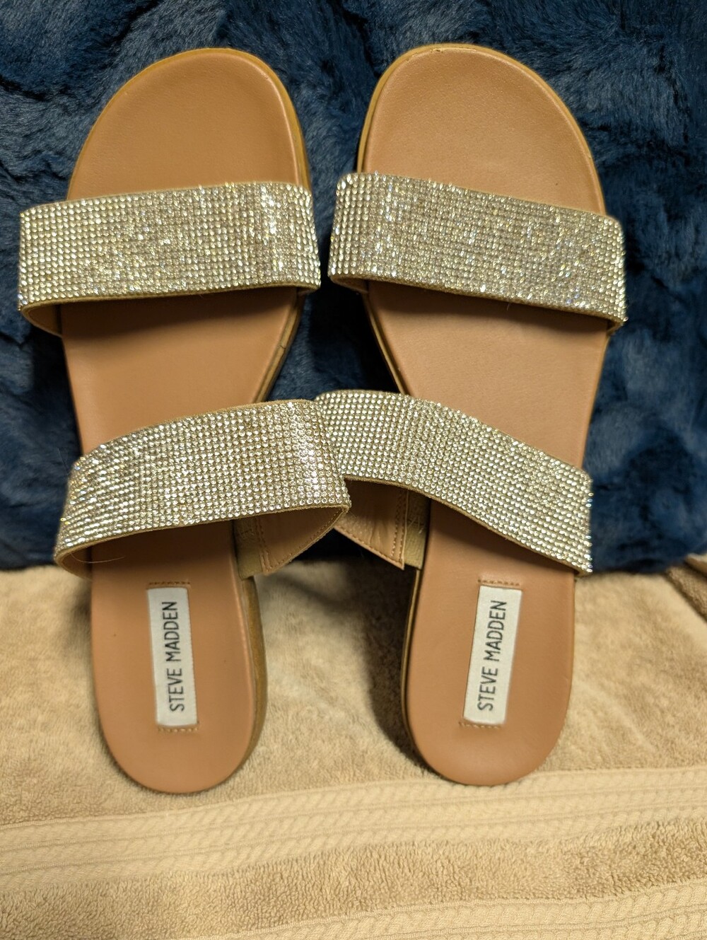 Steve Madden Dual R  Rhinestone Sandals Size 9 - Picture 2 of 6